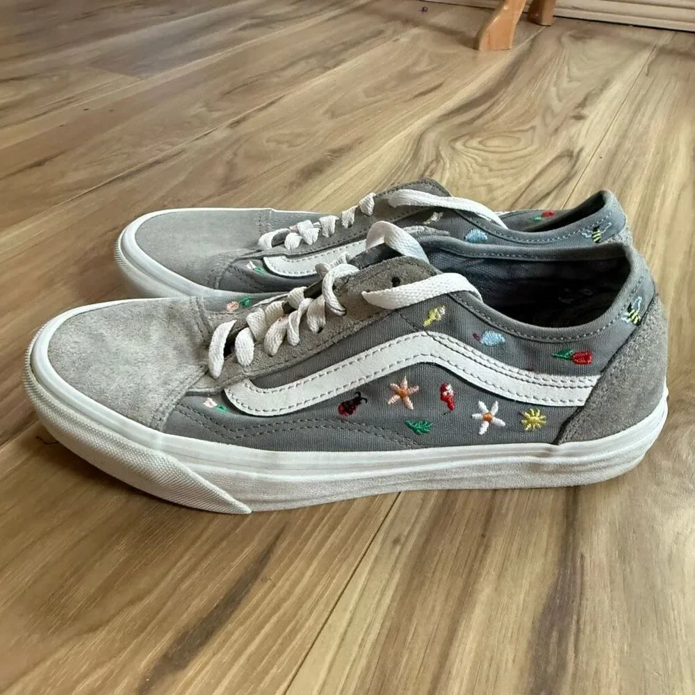 Vans Multicolor Old Skool Garden Party Embroidered Sneaker Shoes Size 8 - Picture 5 of 9